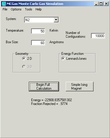 statistical chemistry computer simulation of nitrogen